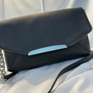 Dana Buchman Black Envelope Crossbody with Silver Accent